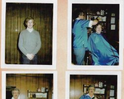 Andrew Creager getting a haircut for the high school swim team. Andrew Creager getting a haircut for the high school swim team.