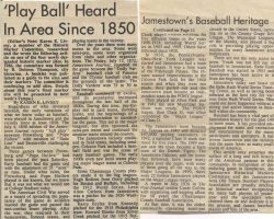 Play Ball Heard In Area Since 1850. <em>Post-Journal</em> (Jamestown) Play Ball Heard In Area Since 1850