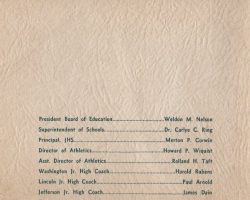1949 JHS Football Banquet program back.
Courtesy Greg Peterson. 1949 JHS Football Banquet program back.