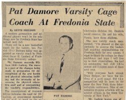 Pat Damore Varsity Coach At Fredonia State. 1963. Pat Damore Varsity Coach At Fredonia State. 1963.