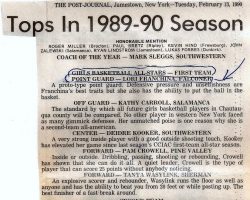 <em>Post-Journal</em> Girls Basketball All-Stars, February 13, 1990. Post-Journal Girls Basketball All-Stars, 1989-90.