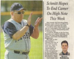 Schmitt Hopes To End Career On High Note This Week, page 1. <em>Post-Journal</em> (Jamestown), 2003. Schmitt Hopes To End Career On High Note This Week, page 1. 2003.