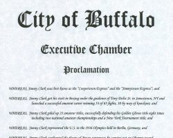 Jimmy Clark Day in Buffalo.
Mayor Anthony M. Masiello
October 16, 1998 Jimmy Clark Day in Buffalo