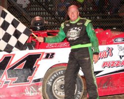 Dick Barton after his 75th Super Late Model race victory at
Stateline Speedway on July 14, 2012 Dick Barton after his 75th Super Late Model race victory at Stateline Speedway on July 14, 2012