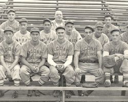 1947 Falconer Milling baseball team. Harry Rissel is in the bottom row, first on the left. 1947 Falconer Milling baseball team.