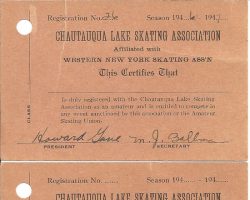 Chautauqua Lake Skating Association registration cards Chautauqua Lake Skating Association registration cards