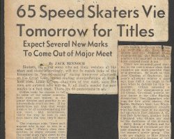 65 Speed Skaters Vie Tomorrow for Titles. 65 Speed Skaters Vie Tomorrow for Titles.