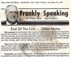 Frankly Speaking. <em>Post-Journal (Jamestown), November 30, 1979</em> Frankly Speaking