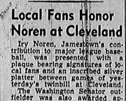 Local Fans Honor Noren at Cleveland. 1951. Local Fans Honor Noren at Cleveland. 1951.