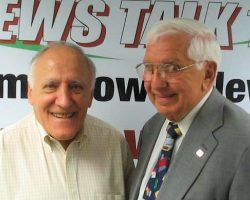 Jim Roselle with his WJTN Radio program <em>Times of Your Life</em> original co-host Russ Diethrick. The two friends got together each Saturday morning to share laughter, good stories, a tune or two and whatever, or whoever, came through the door. Jim Roselle and Russ Diethrick.