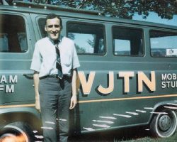 Jim Roselle with his WJTN mobile studio.
Photo courtesy of Bill and Pat Locke. Jim Roselle.