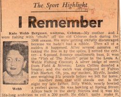The Sports Highlight I Remember. Kate Webb Bergman is Billy Webb's daughter. Post-Journal (Jamestown), 1956 The Sports Highlight I Remember. 1956.