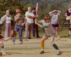 Kay Gould prepares to take a swing. Kay Gould prepares to take a swing.