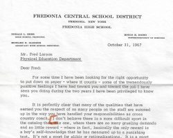 Letter of congratulations from school principal Donald Kerr . 1967. Letter of congratulations from school principal Donald Kerr . 1967.