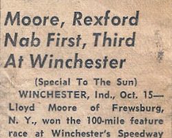 Moore, Rexford Nab First, Third At Winchester. <em>Jamestown Sun</em>, October 15, 1950. Moore, Rexford Nab First, Third At Winchester. October 15, 1950.