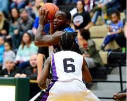 Maceo Wofford looks to run the Jackals’ offense. Photo by Scott Reagle. <em>Post-Journal</em> (Jamestown), April 10, 2018. Maceo Wofford looks to run the Jackals’ offense. April 10, 2018.