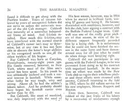 Ray Caldwell, the Hard Luck Pitcher. <em>Baseball Magazine</em>, page 2, September, 1916. Ray Caldwell, the Hard Luck Pitcher. Page 2, September, 1916.