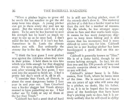 Ray Caldwell, the Hard Luck Pitcher. <em>Baseball Magazine</em>, page 4, September, 1916. Ray Caldwell, the Hard Luck Pitcher. Page 4, September, 1916.