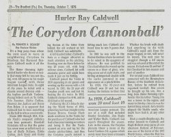 The Corydon Cannonball. <em>Bradford (PA) Era</em>, October 7, 1976. The Corydon Cannonball. October 7, 1976.