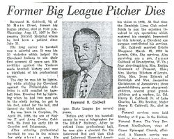 Ray Caldwell obituary, 1967. Ray Caldwell obituary, 1967.
