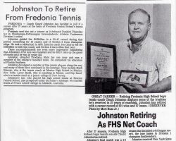 Johnston To Retire From Fredonia Tennis. 1985. Johnston To Retire From Fredonia Tennis. 1985.