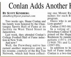 Conlan Adds Another Honor To His Resume. <em>Post-Journal</em> (Jamestown), 2014. Conlan Adds Another Honor To His Resume. 2014.
