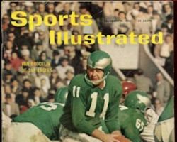 Jim McCusker is #75 on left behind Norm Van Brocklin on the December 19, 1960 cover of <em>Sports Illustrated</em>. sicoverB1960