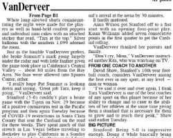 VanDerveer Sets Wins Record. <em>Post-Journal</em> (Jamestown), December 16, 2020. Page 2. VanDerveer Sets Wins Record. December 16, 2020. Page 2.