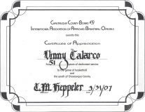 I.A.A.B.O.  certificate of appreciation, 2007.