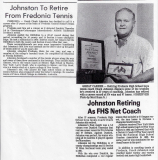 Johnston To Retire From Fredonia Tennis. 1985.