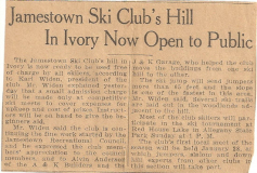 Jamestown Ski Club's Hill In Ivory Now Open to Public.