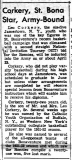 Corkery, St. Bona Star, Army-Bound.  April 8, 1952.