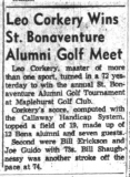 Leo Corkery Wins St Bonaventure Golf Meet.  July 7, 1960.