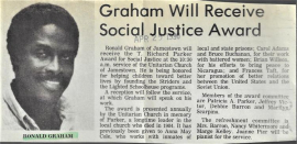 Graham Will Receive Social Justice Award.  April 25, 1990.