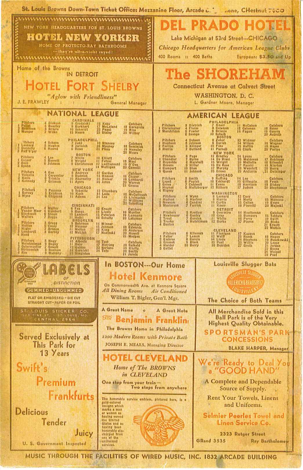 1947 St. Louis Browns score card page 4