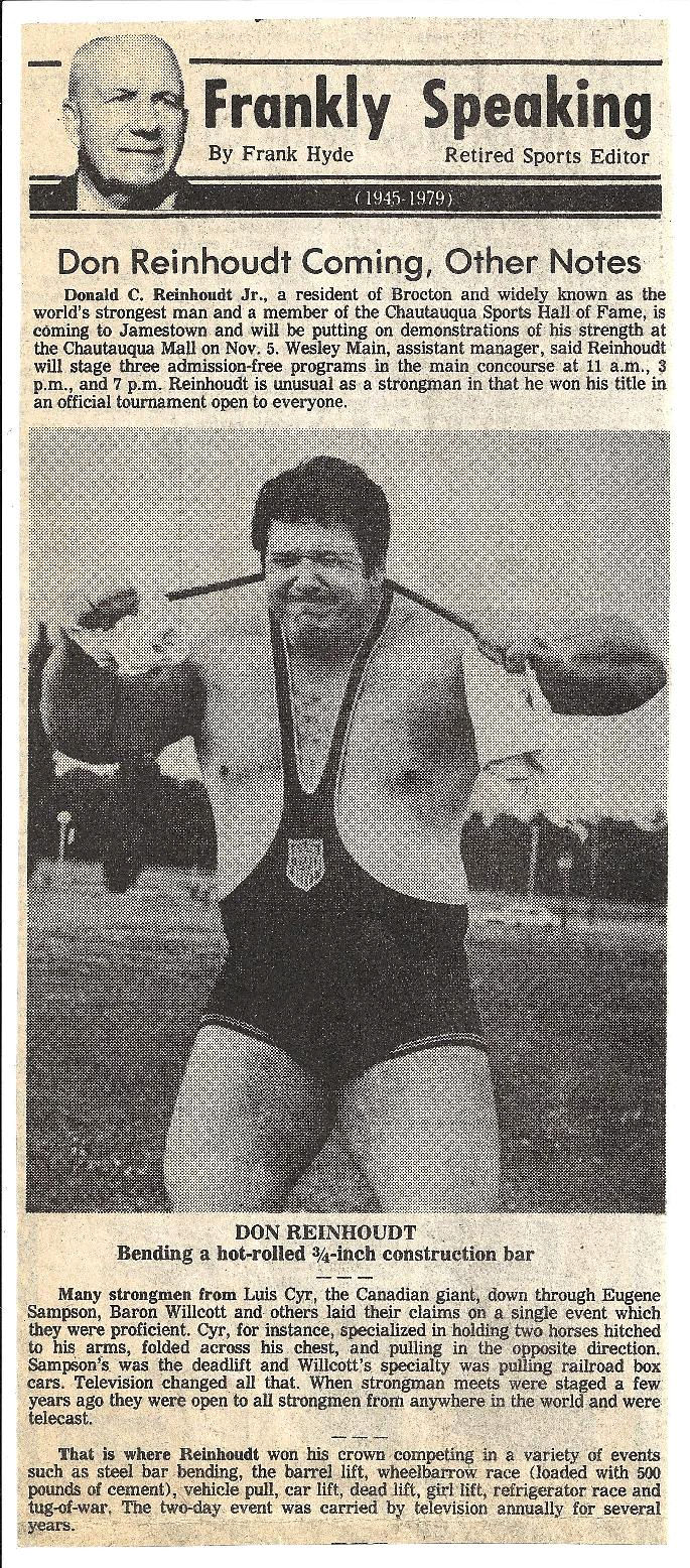 Don Reinhoudt Coming newspaper article