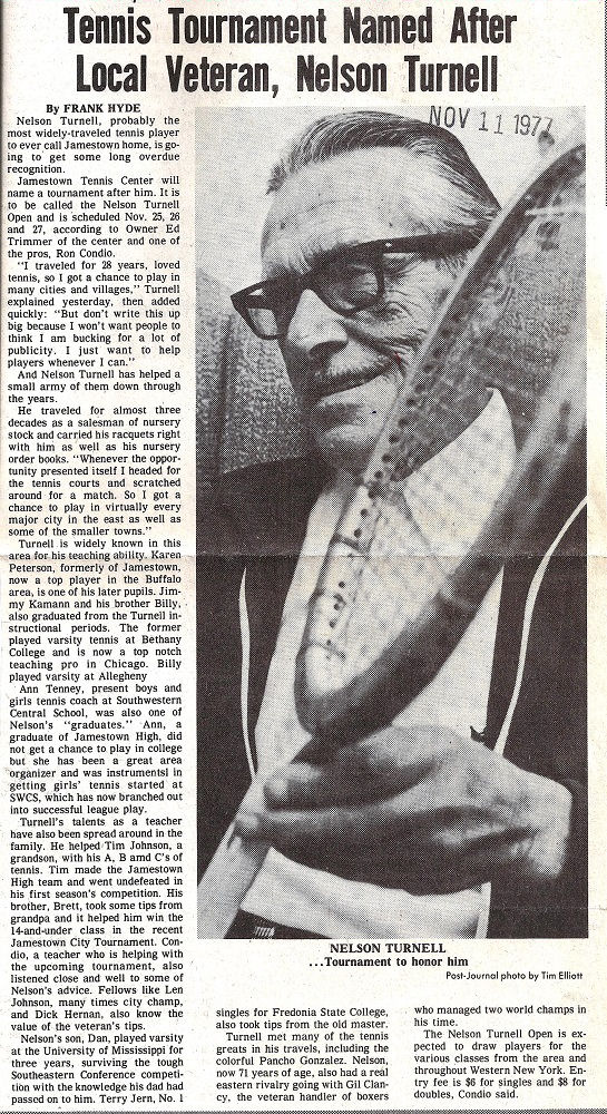 Photocopy of Post-Journal article about Nelson Turnell.