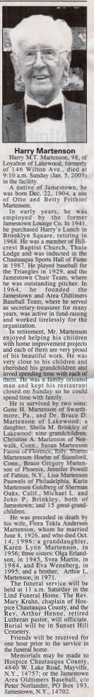 Harry Martenson obituary
