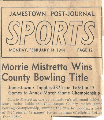 Morrie Mistretta Wins County Bowling Title