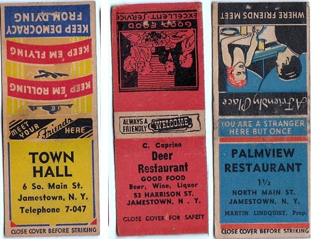 Town Hall, Deer and Palmview matchbooks