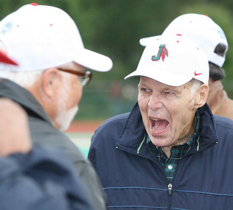 Former Jamestown High School football coach Terry Ransbury returned to the city in September 2014 for the reunion of his undefeated 1964 team.
