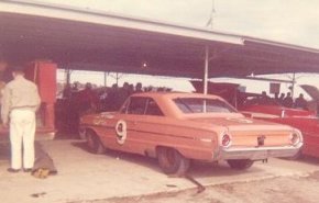 Buesink's 1964 ARCA car driven by Mike Klapak in garage at Daytona.