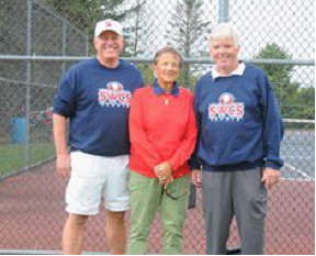 Former Southwestern tennis coaches Rod Beckerink, left, and Anne Tenney Smith, center, are pictured with new coach Tom Anderson.