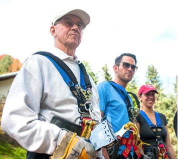 Art Asquith, Josh Powers and Asquith’s granddaughter, Kaitlin Condon during a recent trip to Sky High Adventure Park.