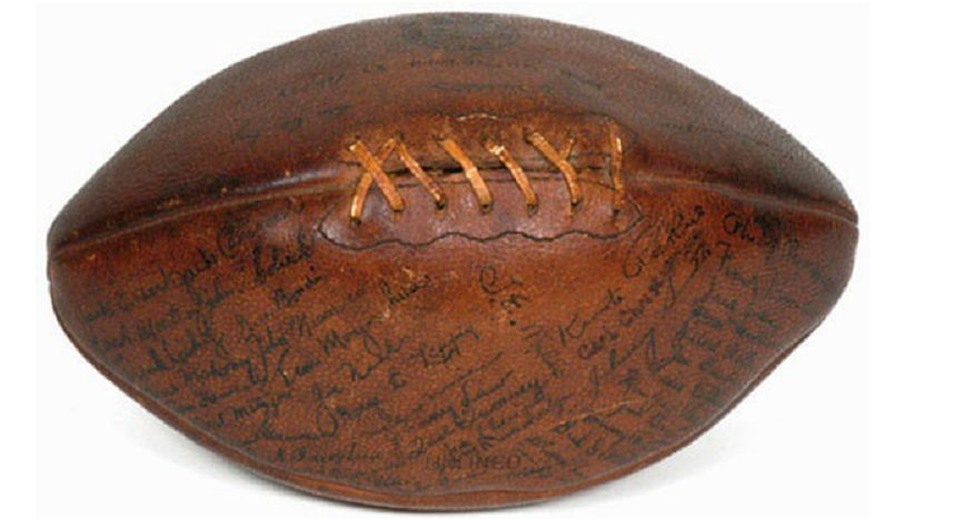 1928 football signed by Gene Mahoney.