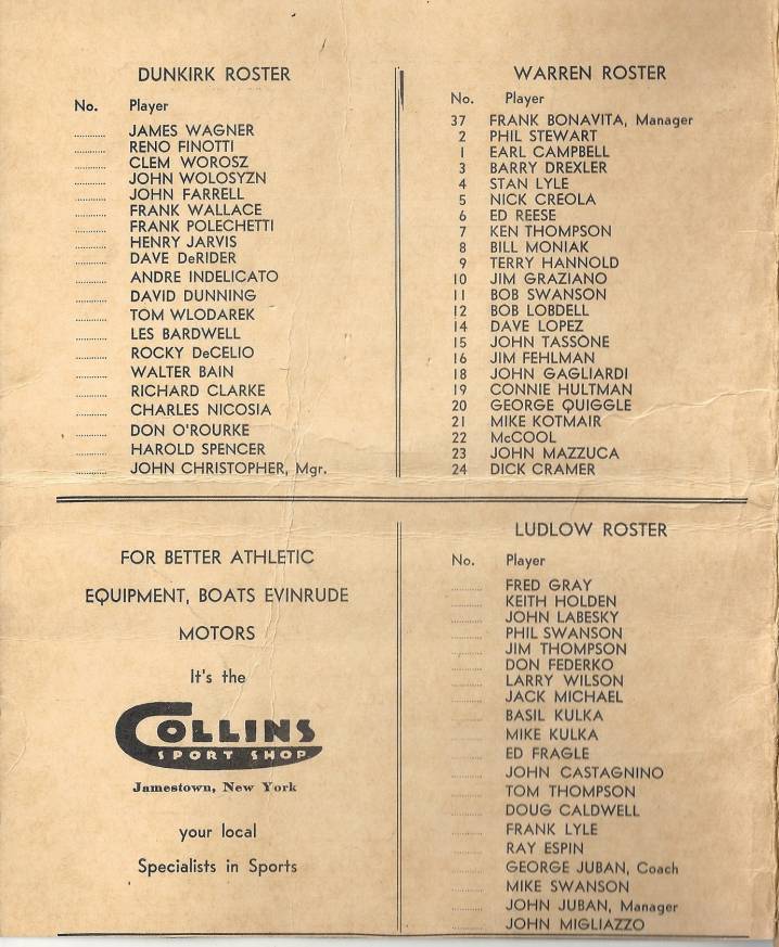 1958 Intercity Baseball League rosters