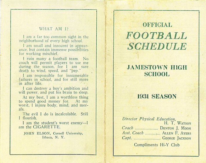 1931 JHS Football schedule