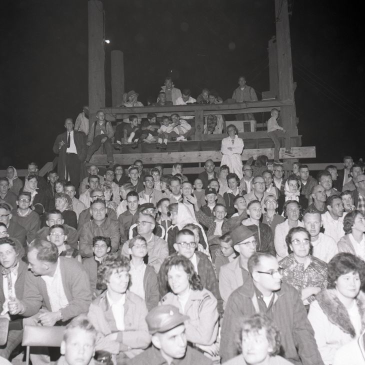 Stateline Speedway announcer's booth, 1963
