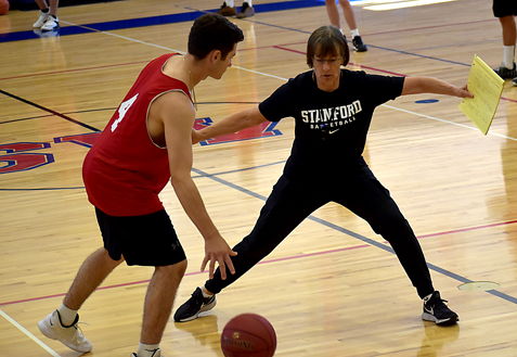 Defending the lane.