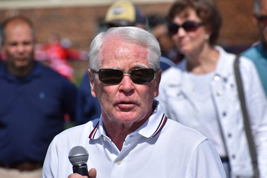 Bill Race addresses crowd at rededication